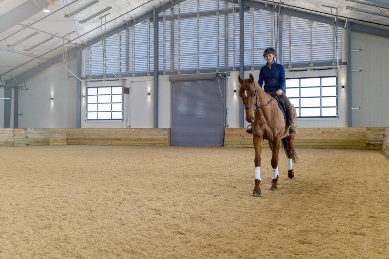 EMC Indoor Arena Hannah Schofield rides her horse Merry in the brand new indoor arena at the Equine Medical Center.