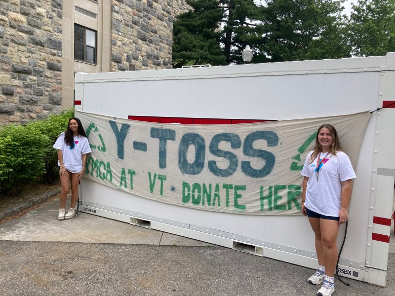 Y-TOSS student volunteers Sydney Kehl (right) and Ellie Hepp staff a Pod